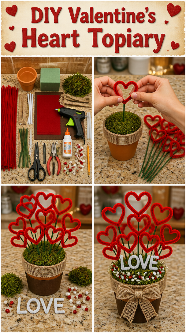 DIY Valentine's Heart Topiary