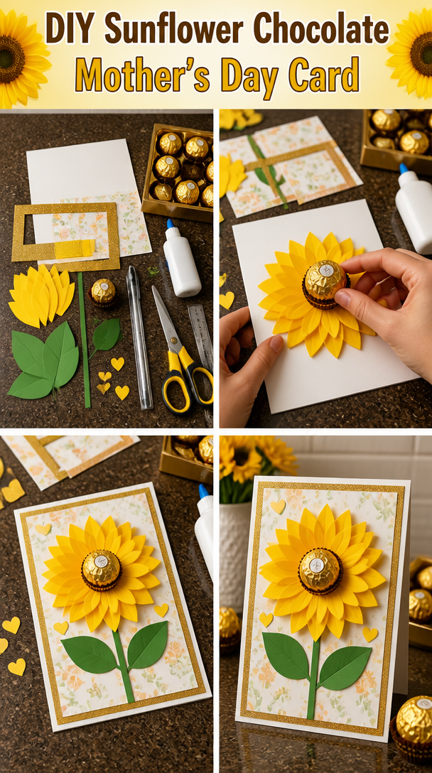 DIY Sunflower Chocolate Mother's Day Card