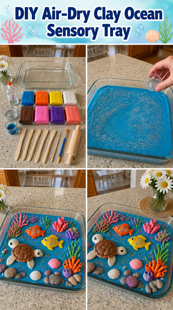 DIY Air-Dry Clay Ocean Sensory Tray