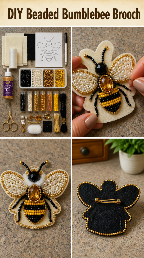 DIY Beaded Bumblebee Brooch
