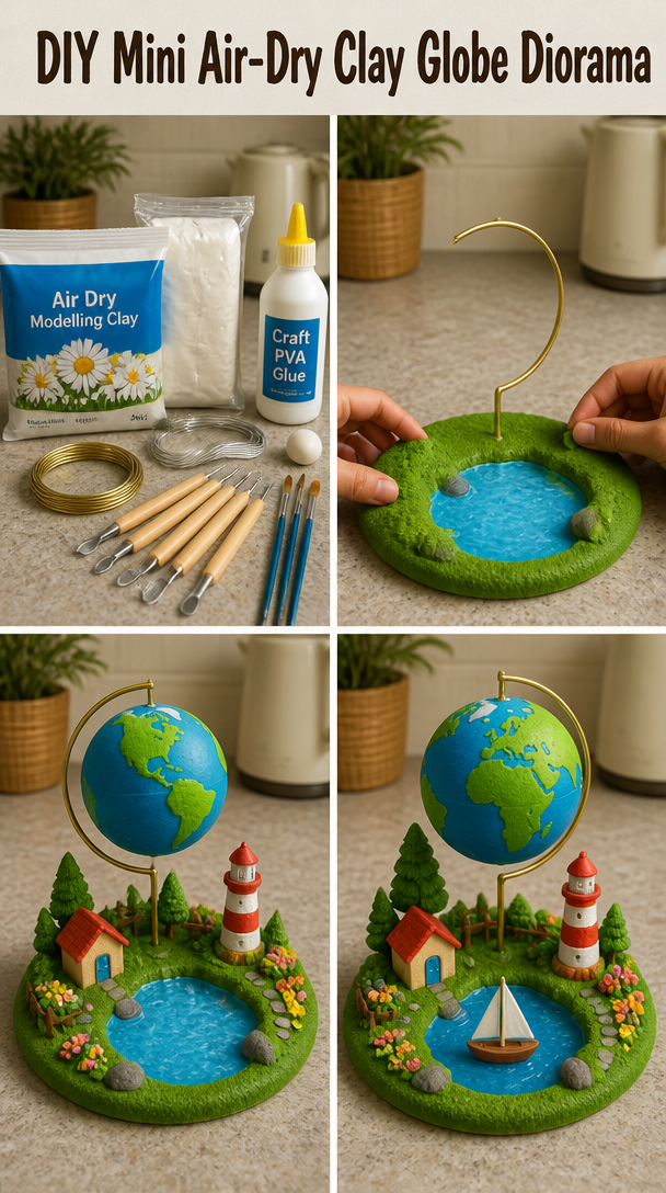DIY Mini Air-Dry Clay Globe Diorama