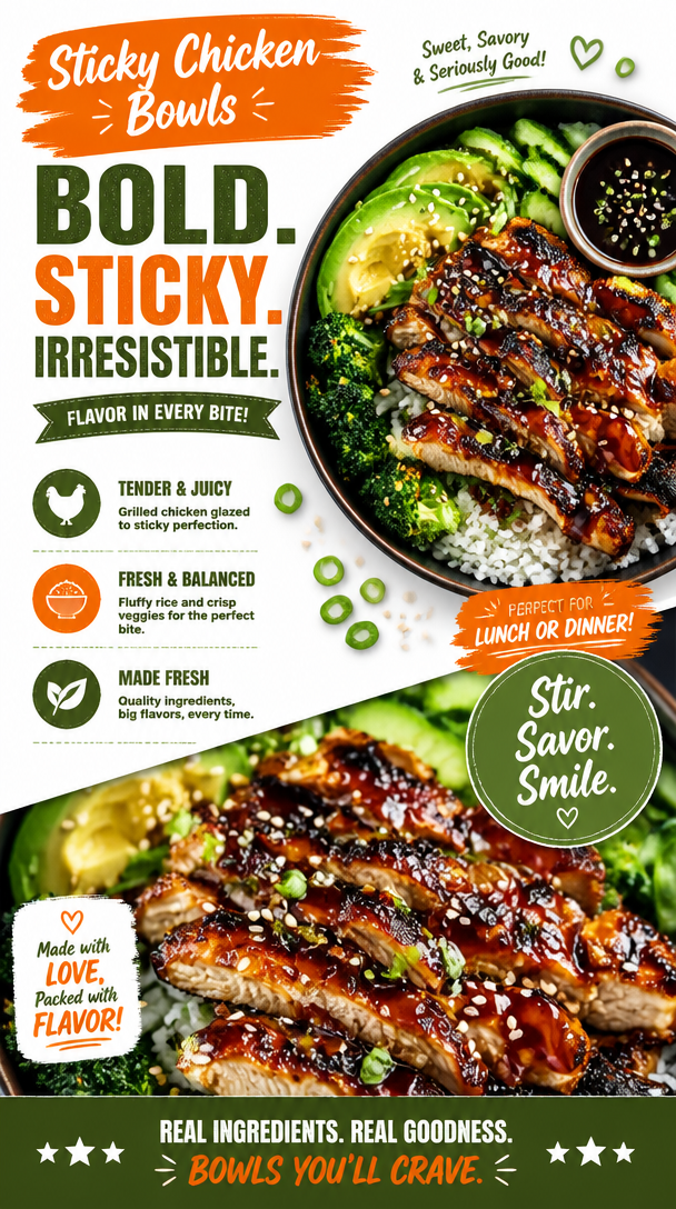Sticky Chicken Bowls
