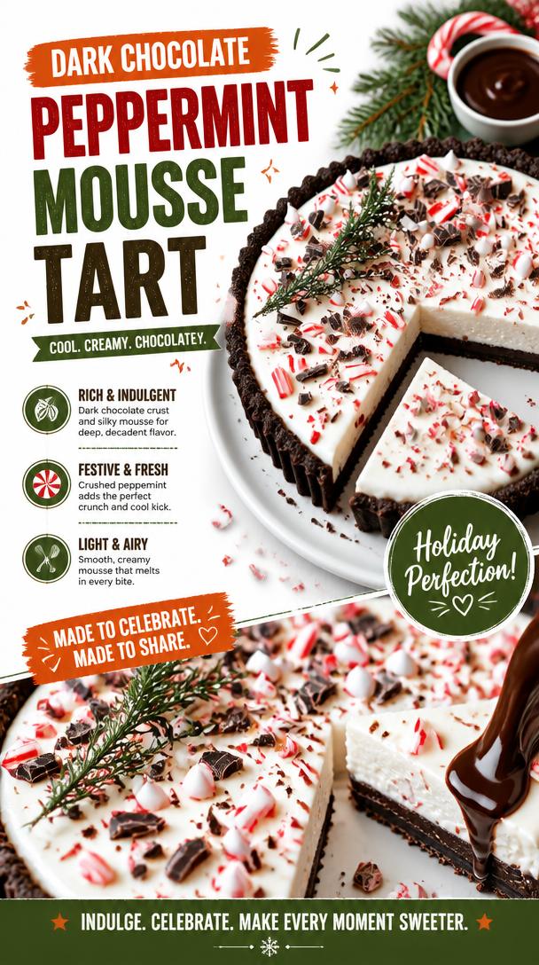 Dark Chocolate Peppermint Mousse Tart