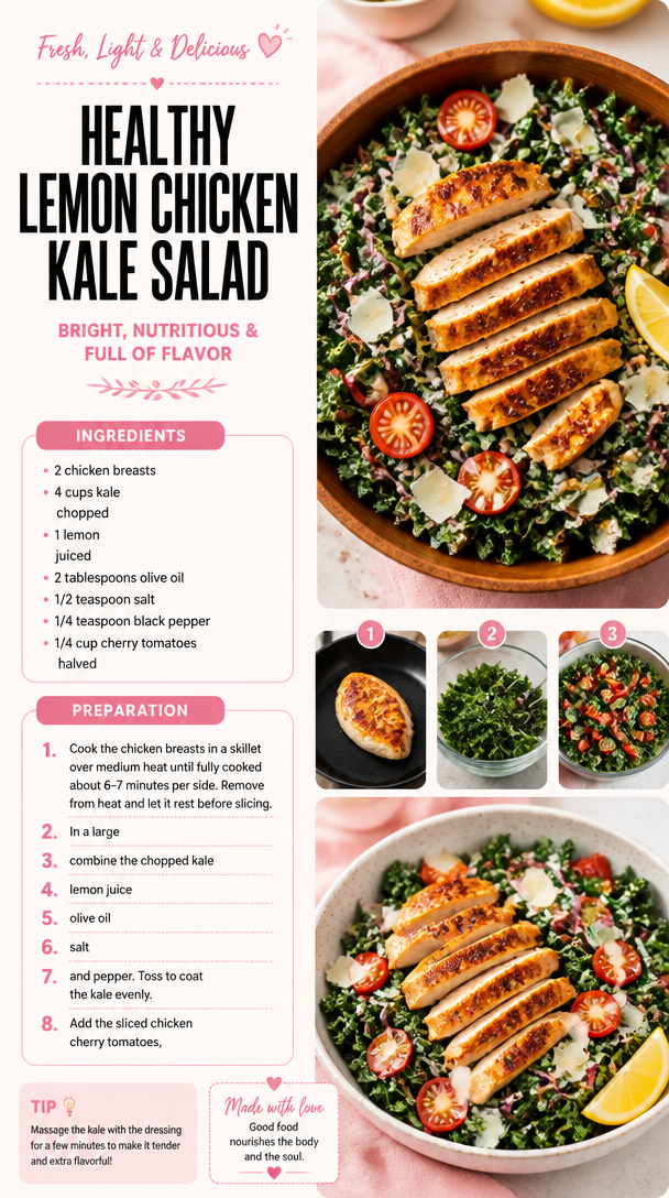 Healthy Lemon Chicken Kale Salad