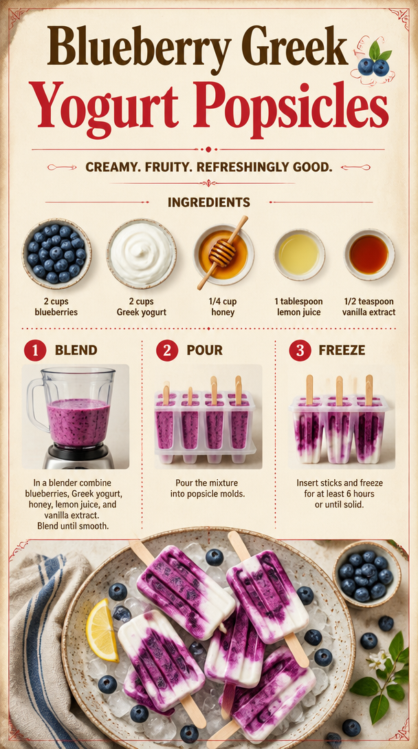Blueberry Greek Yogurt Popsicles
