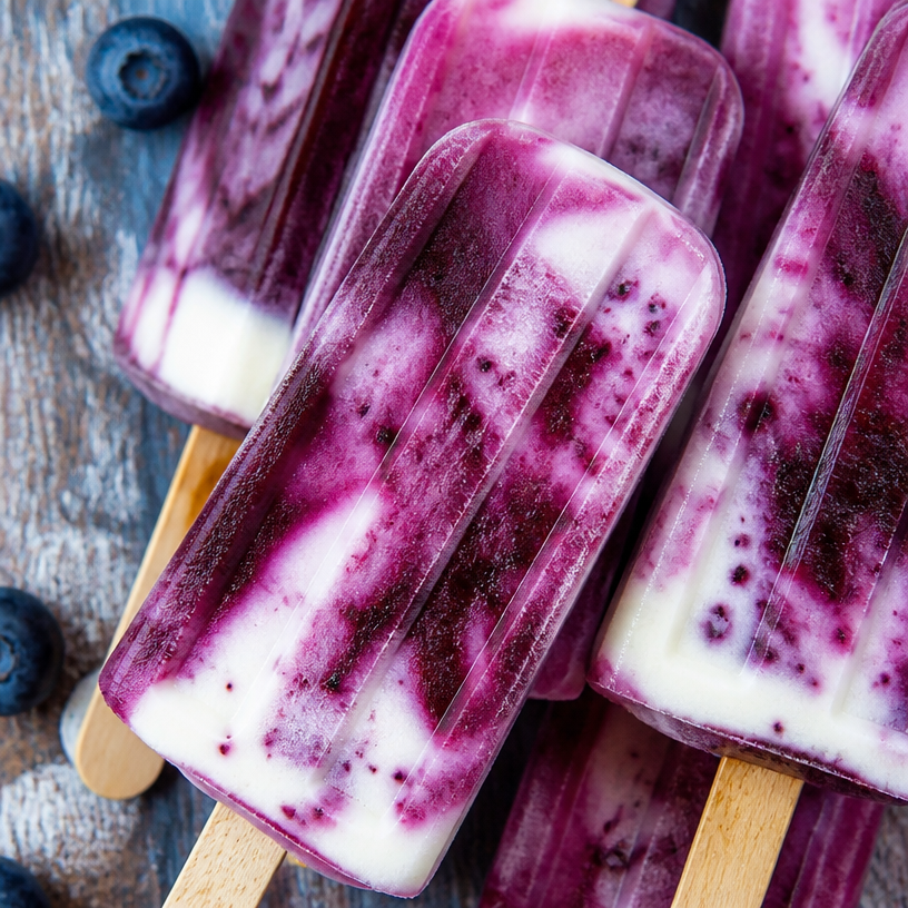 Blueberry Greek Yogurt Popsicles