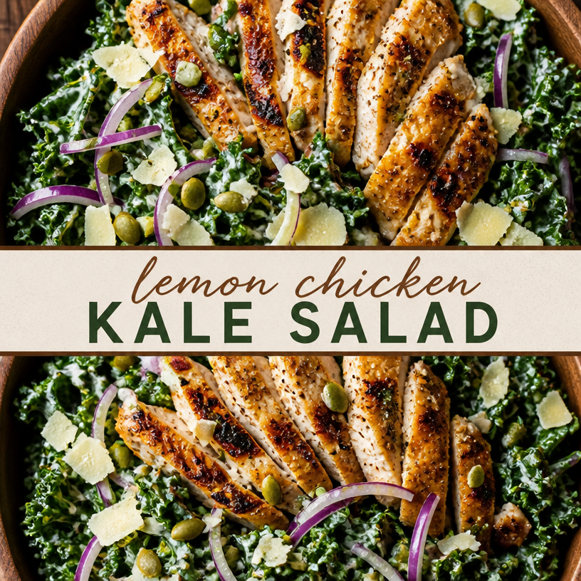 Healthy Lemon Chicken Kale Salad