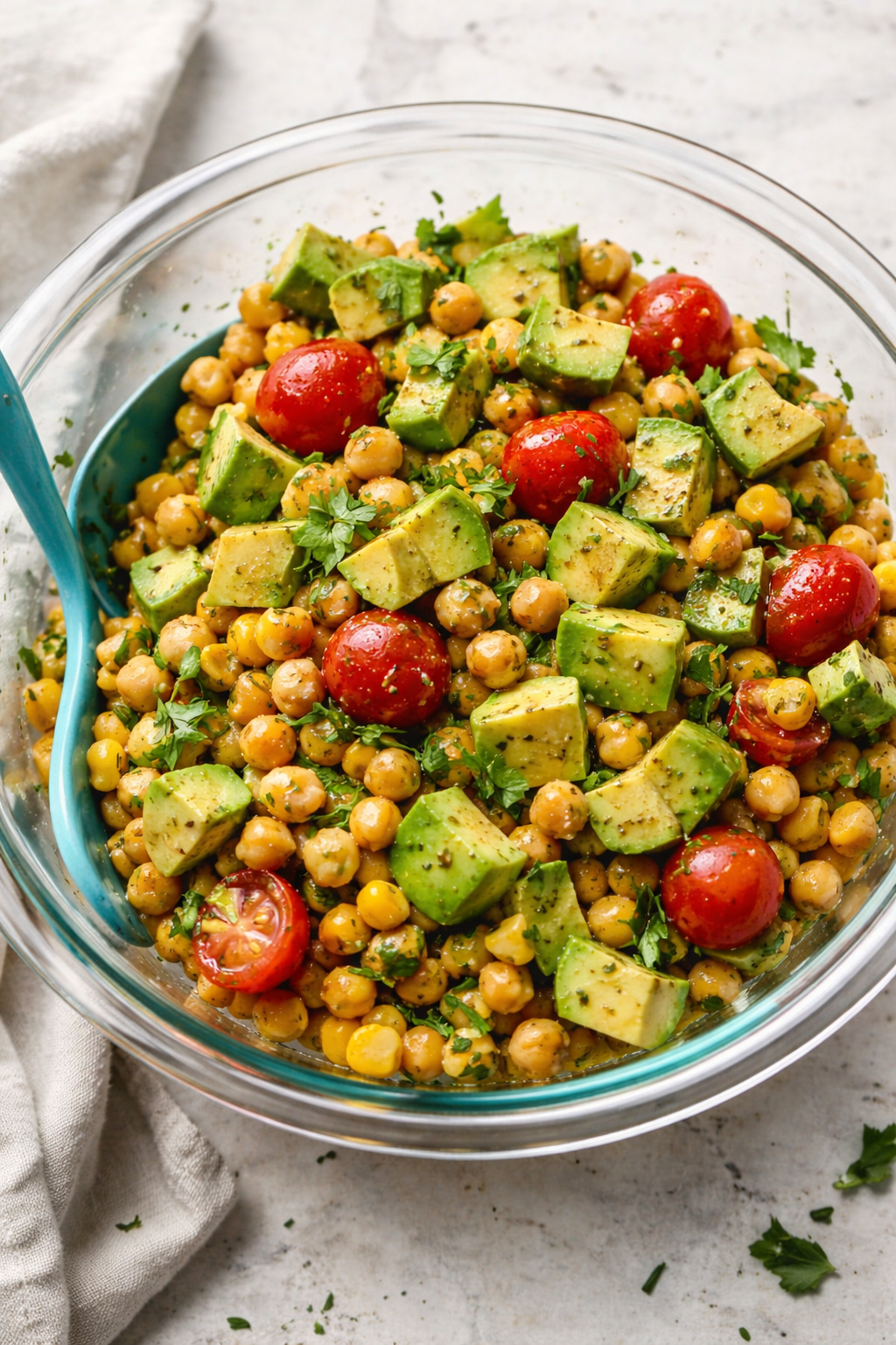 Chickpea Salad with Honey Lemon Garlic Vinaigrette