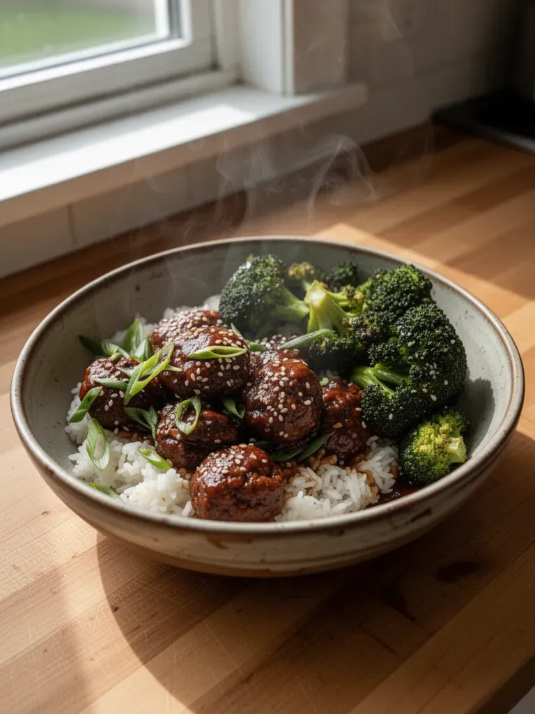 Sticky Mongolian Beef Meatballs
