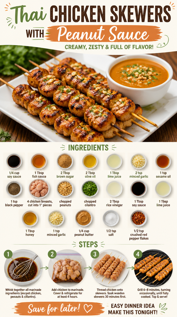 Thai Chicken Skewers with Peanut Sauce
