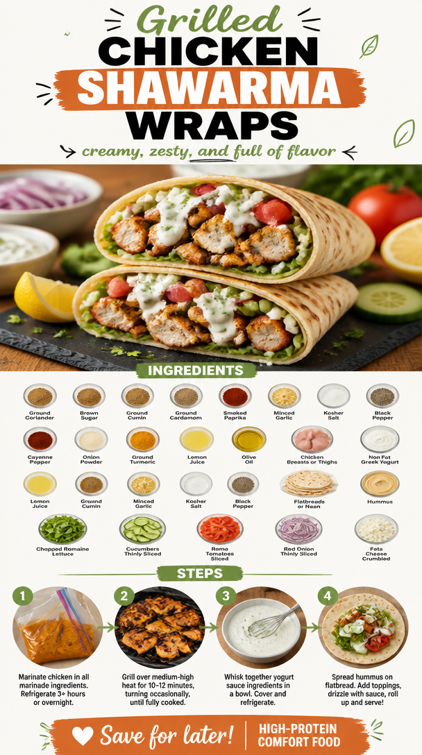 Grilled Chicken Shawarma Wraps
