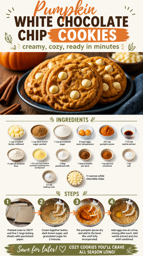 Pumpkin White Chocolate Chip Cookies