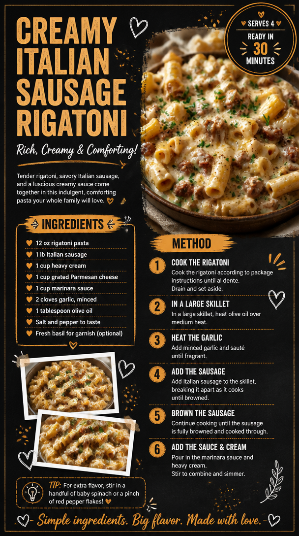 Creamy Italian Sausage Rigatoni