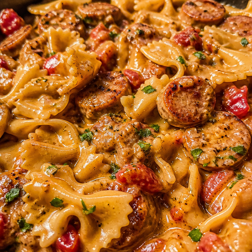 One Pot Creamy Cajun Sausage Pasta