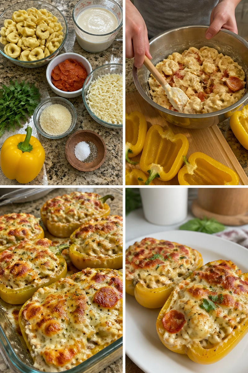 Dump and Bake Pepperoni Tortellini Alfredo: Weeknight Dinner