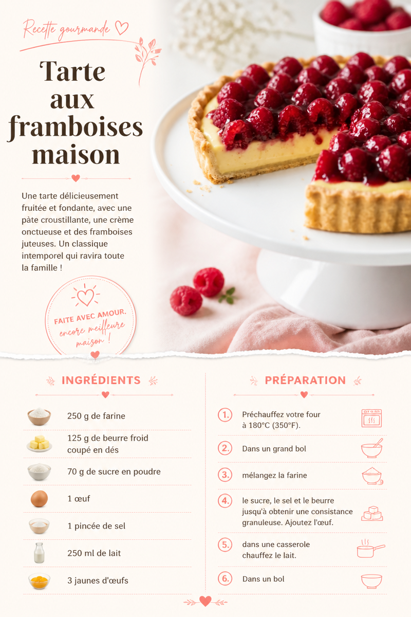 Tarte aux framboises maison