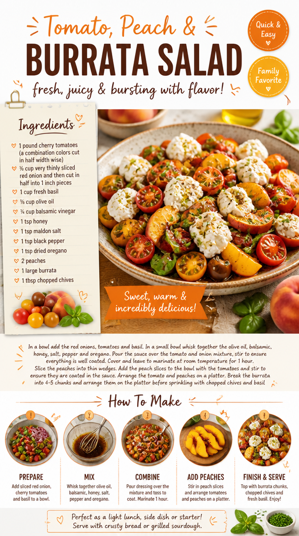 Tomato, Peach & Burrata Salad