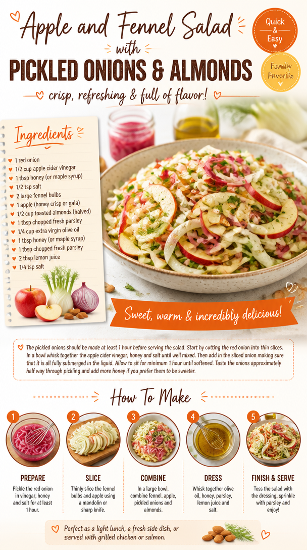 Apple and Fennel Salad with Pickled Onions and Almonds