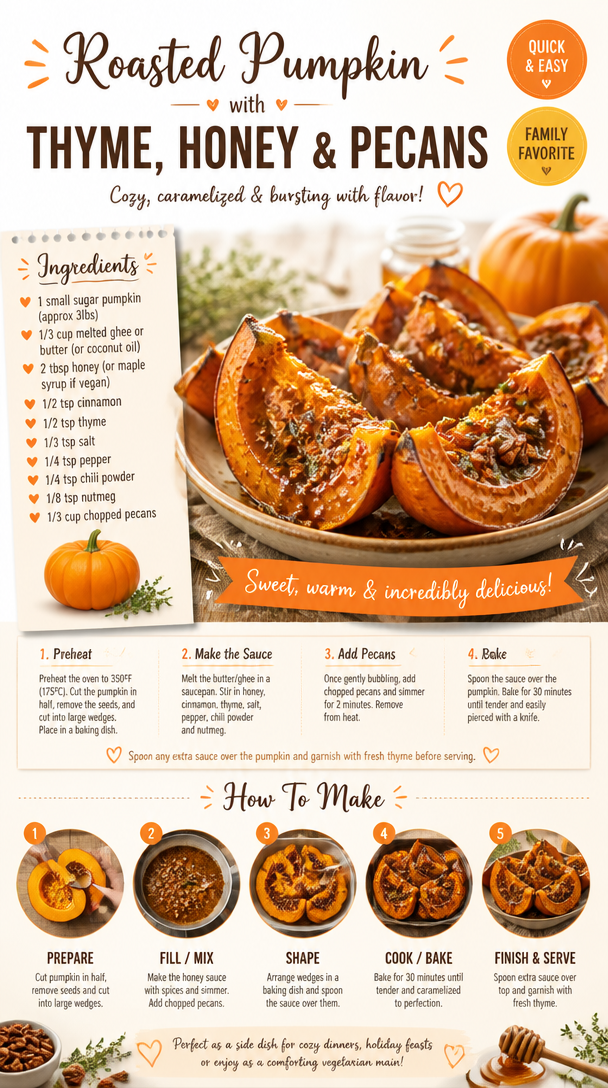 Roasted Pumpkin with Thyme, Honey & Pecans