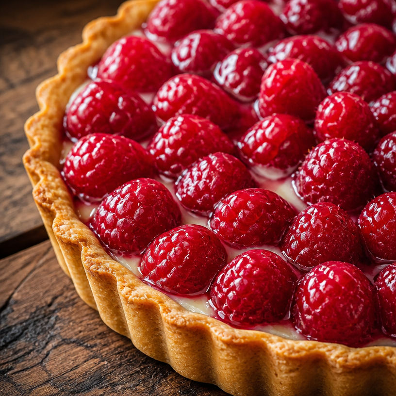 Tarte aux framboises maison