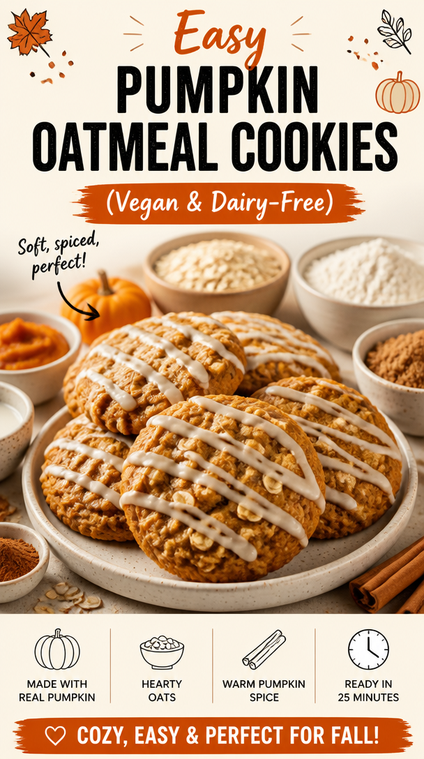 Easy Pumpkin Oatmeal Cookies (Vegan & Dairy-Free)