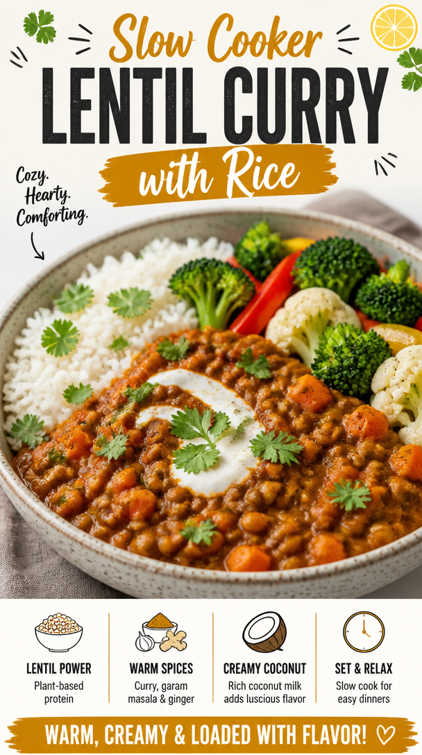 Slow Cooker Lentil Curry with Rice