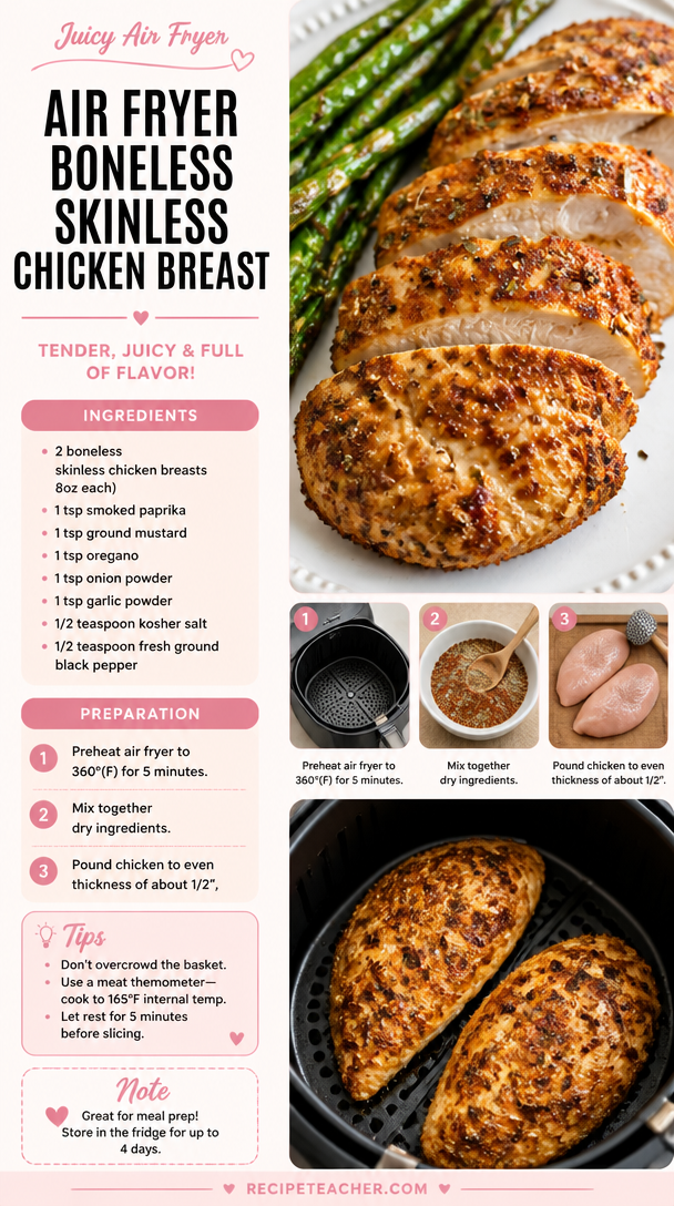 Crispy Air Fryer Boneless Skinless Chicken Breast