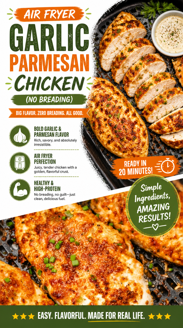 Crispy Garlic Parmesan Air Fryer Chicken (No Breading)