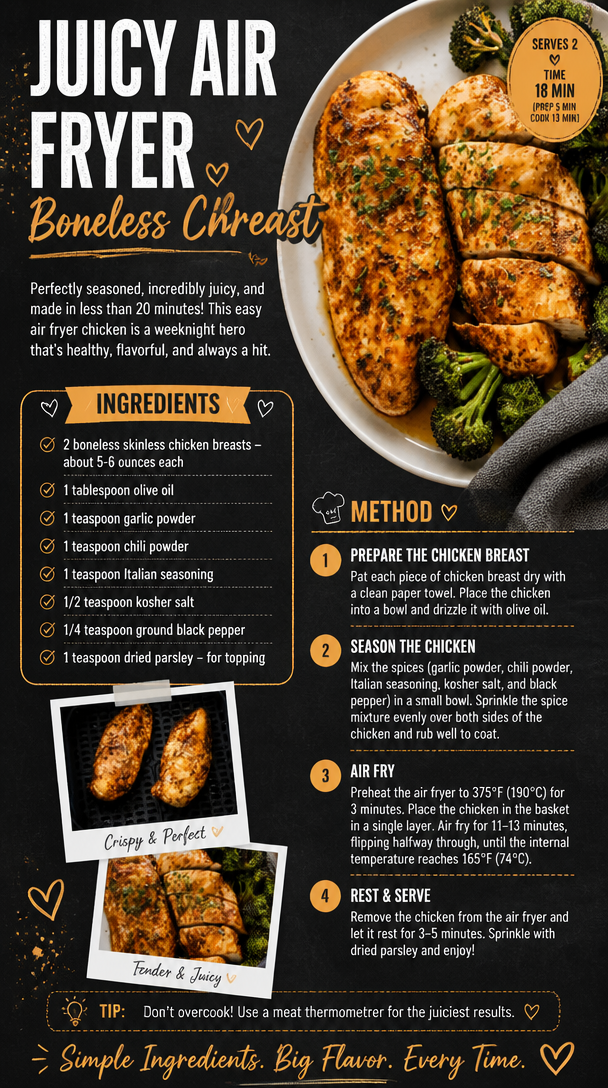 Perfect Juicy Air Fryer Boneless Chicken Breast