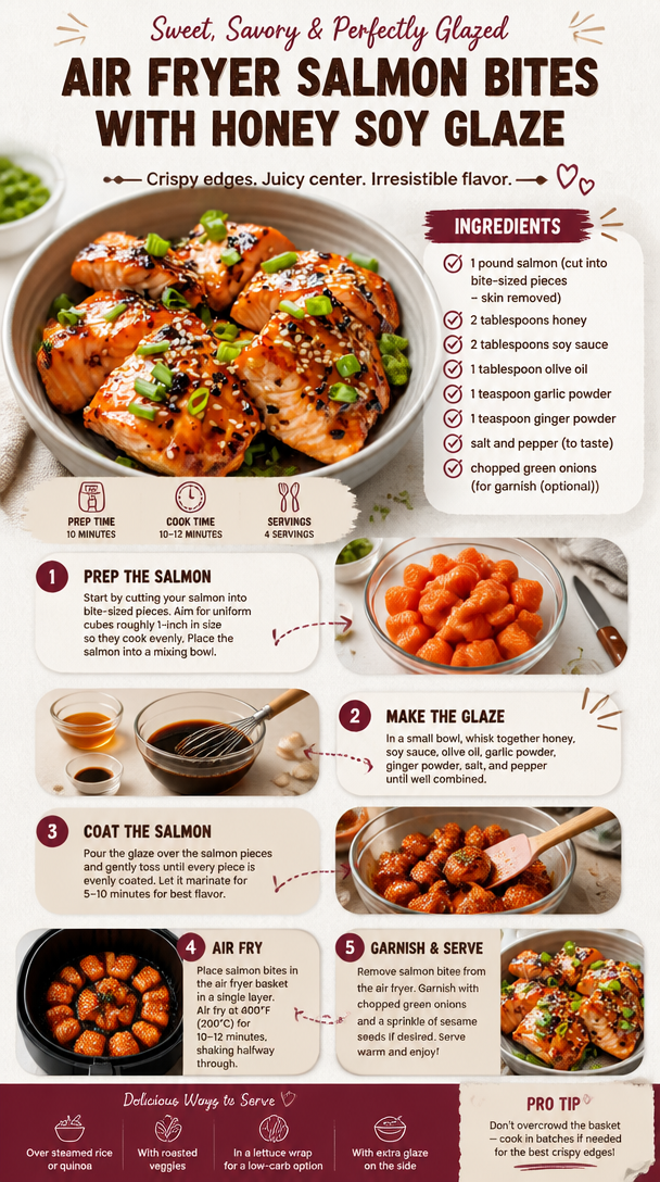 Honey Soy Glazed Air Fryer Salmon Bites