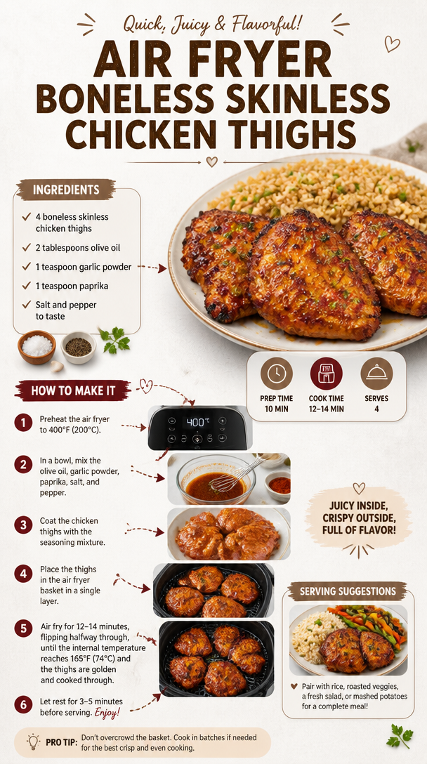 Crispy Air Fryer Boneless Skinless Chicken Thighs