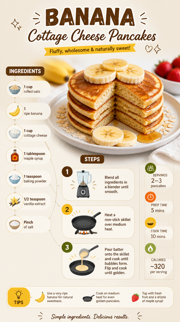 Banana Cottage Cheese Pancakes