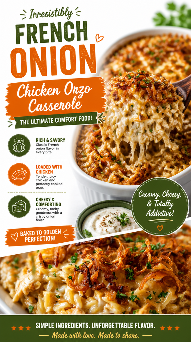 French Onion Chicken Orzo Casserole 2 French Onion Chicken Orzo Casserole