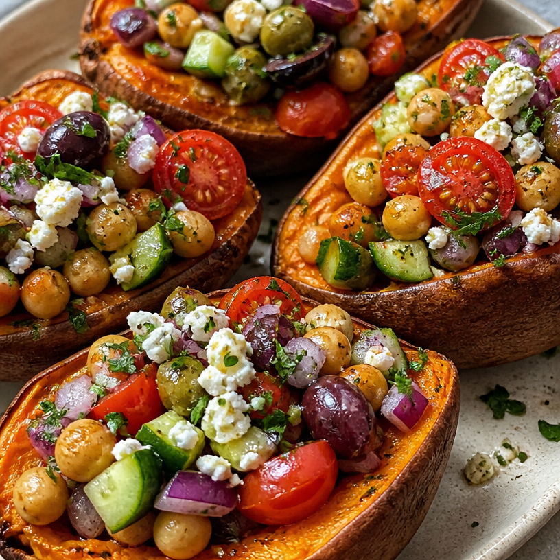 Mediterranean Stuffed Sweet Potatoes