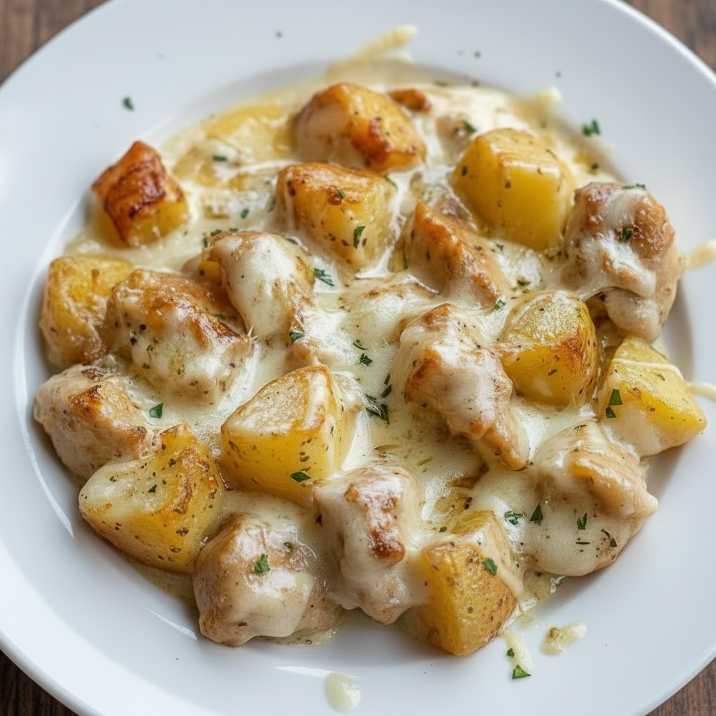 Garlic Parmesan Crockpot Chicken and Potatoes
