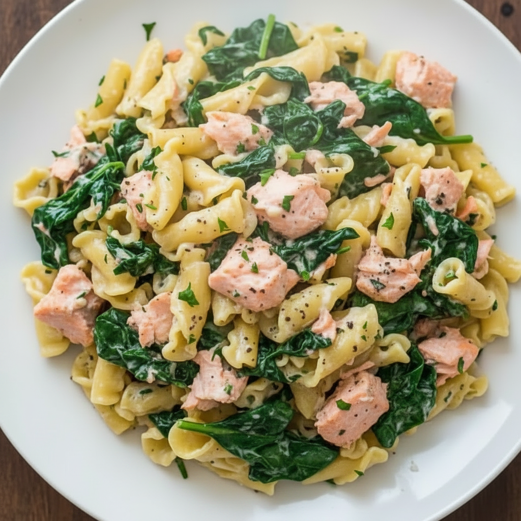 Salmon Pasta with Spinach