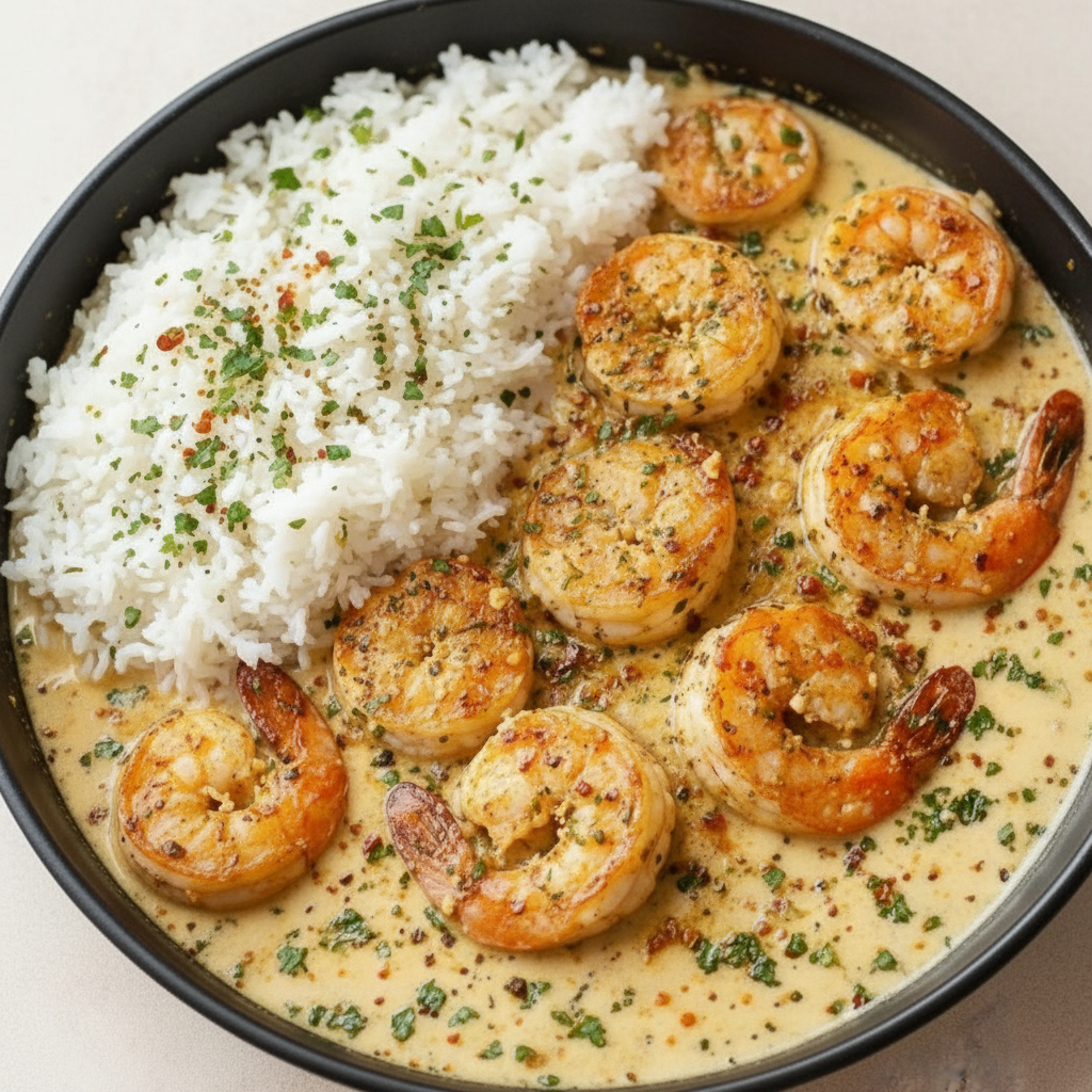Easy One-Pan Garlic Butter Shrimp with Rice