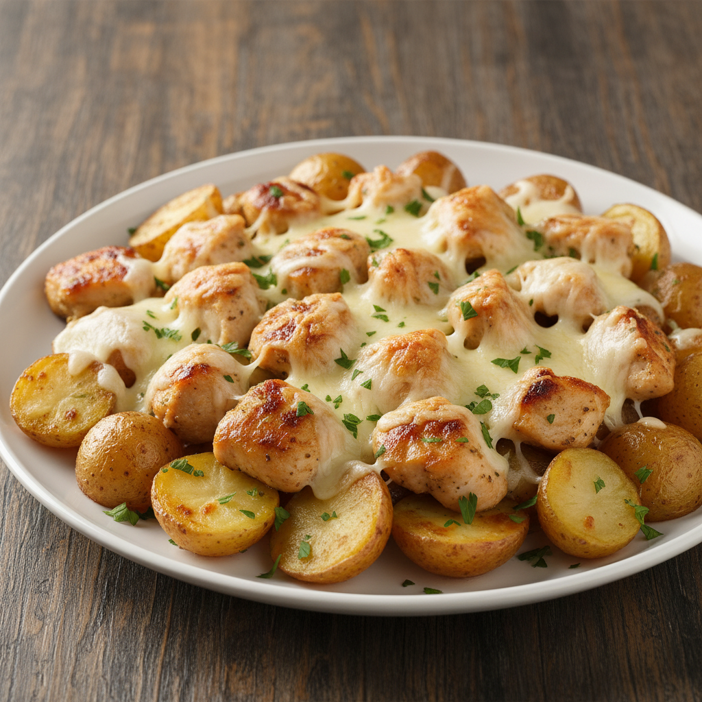 Garlic Parmesan Chicken and Potatoes Skillet