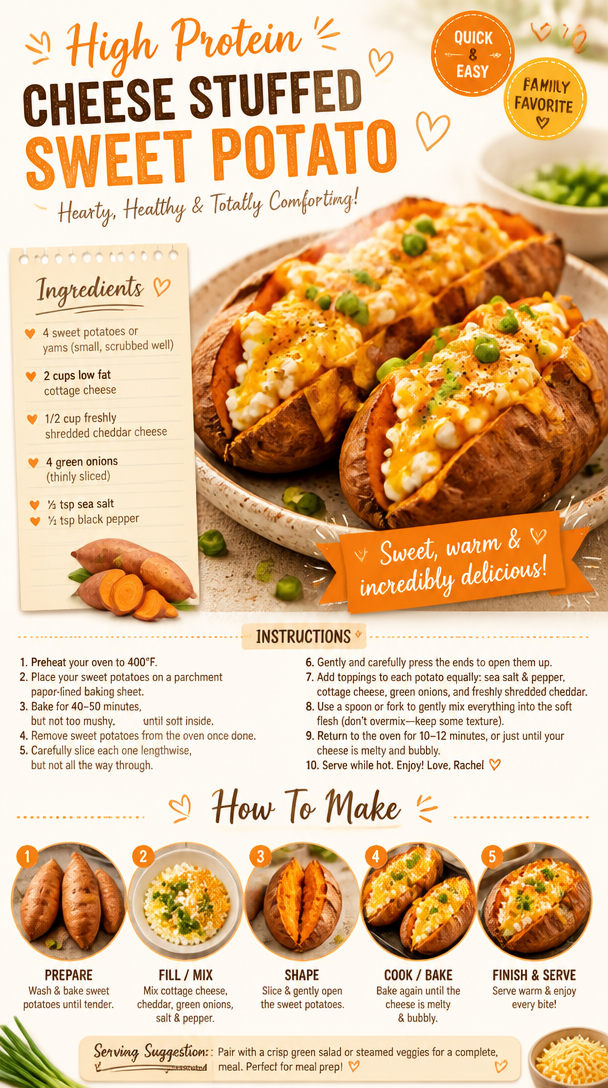 High Protein Cheese Stuffed Sweet Potato