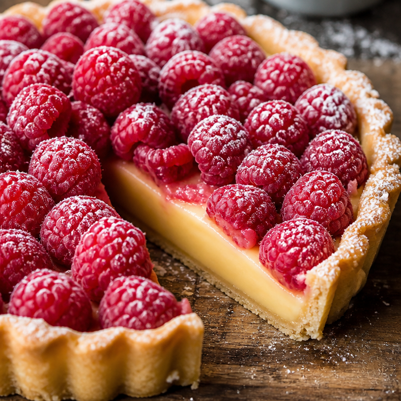 Tarte aux framboises beurrée