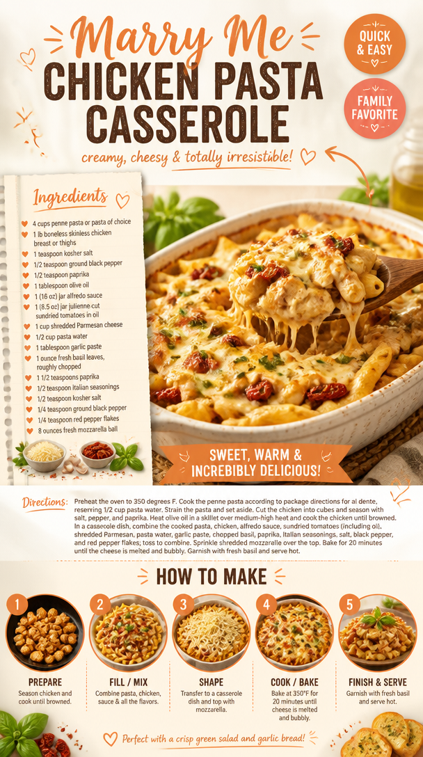 Marry Me Chicken Pasta Casserole