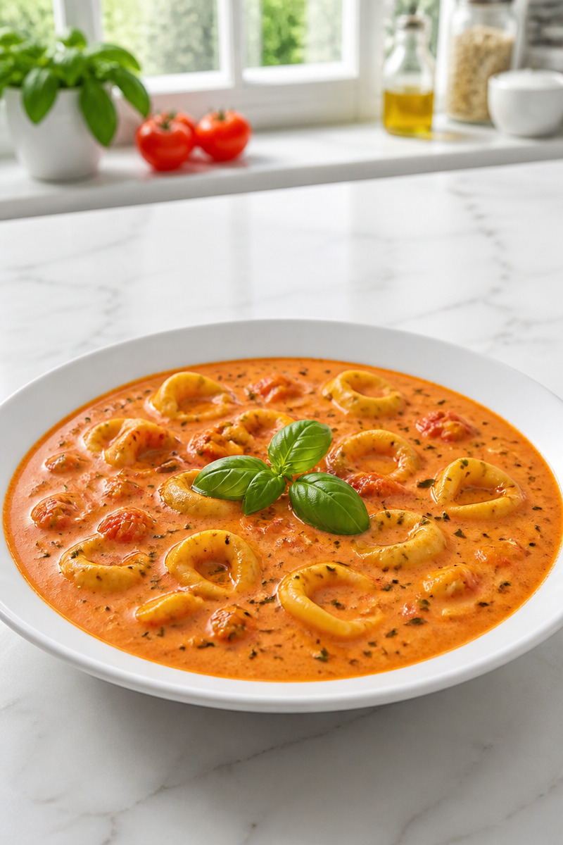Creamy Tomato Basil Tortellini Soup