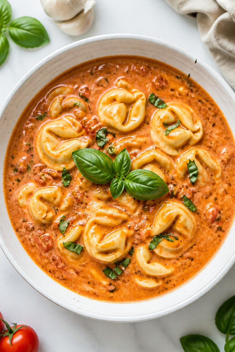 Creamy Tomato Basil Tortellini Soup