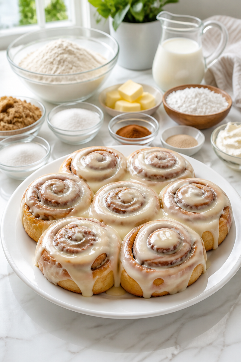 Fluffy Homemade Cinnamon Roll Frosted