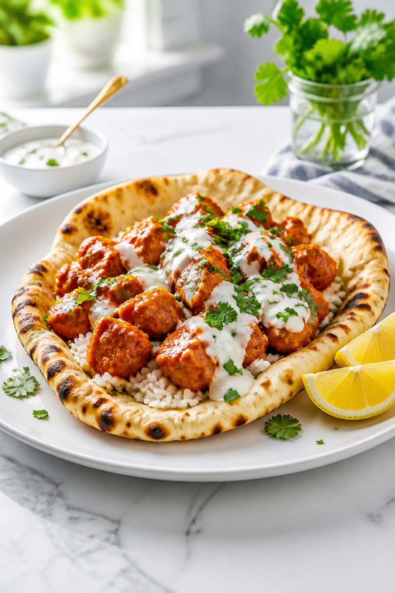 Butter Chicken Naan Bread Bowl