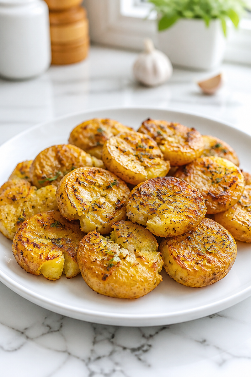 Crispy Smashed Potato Garlic Herb