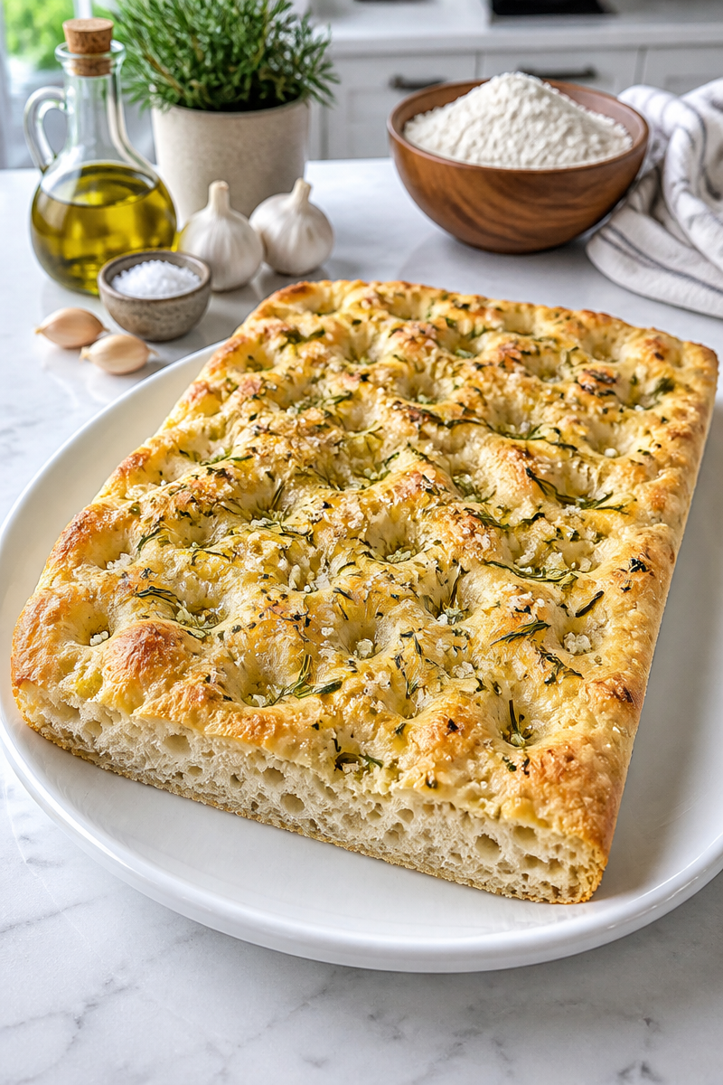 Rosemary Garlic Focaccia Bread Homemade