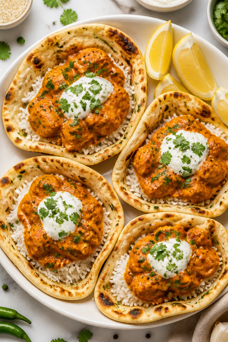 Butter Chicken Naan Bread Bowl