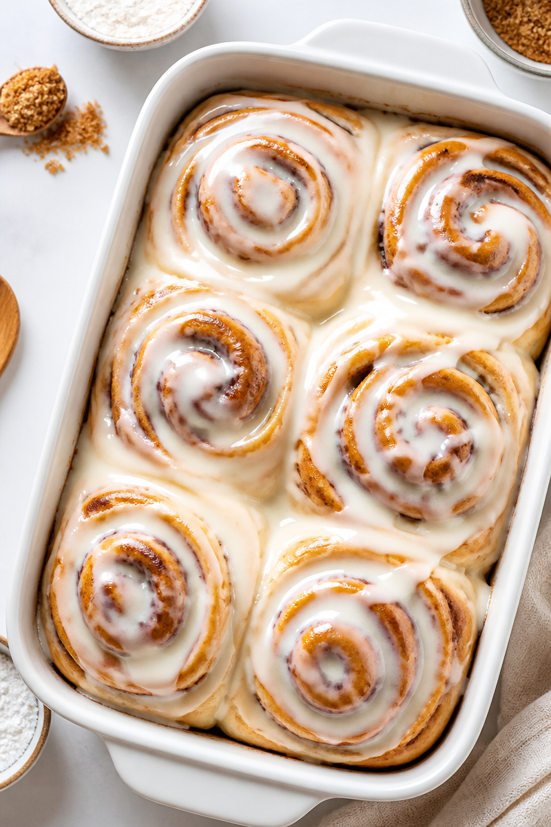 Fluffy Homemade Cinnamon Roll Frosted