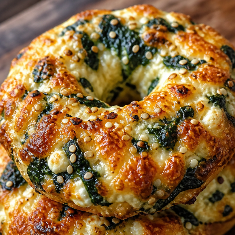 Spinach and Cottage Cheese Bagels